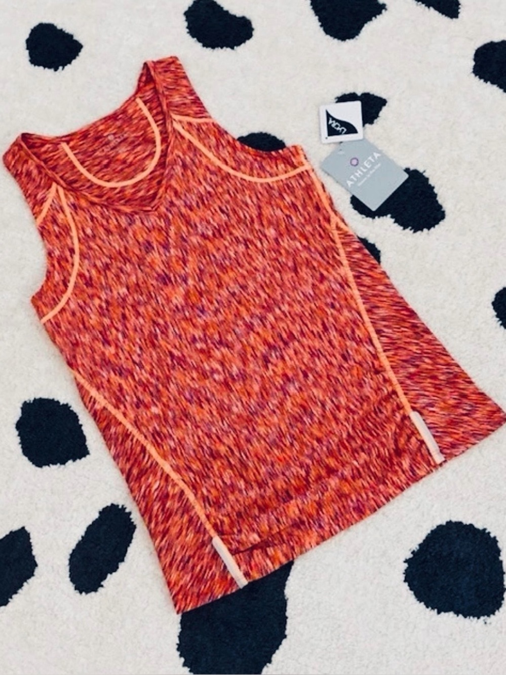 NWT Athleta $46 XS Pop Space Dye Run Reflective Zip Pocket Activewear Tank Top